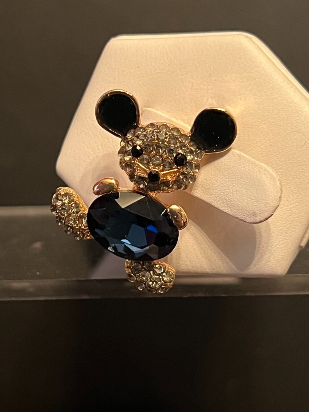 1" Goldplated Jeweled Mouse Brooch (230)